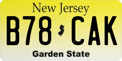 NJ license plate B78CAK