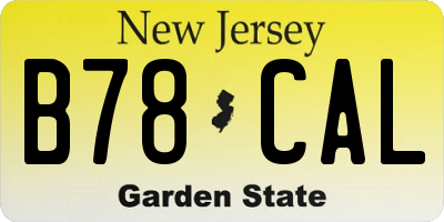 NJ license plate B78CAL