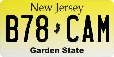 NJ license plate B78CAM