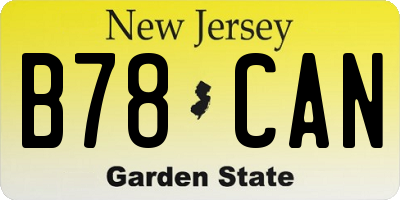 NJ license plate B78CAN