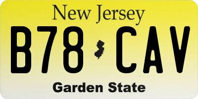 NJ license plate B78CAV