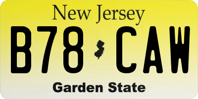 NJ license plate B78CAW
