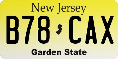 NJ license plate B78CAX