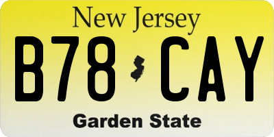 NJ license plate B78CAY