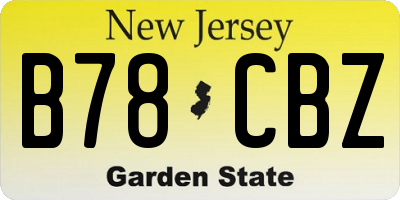 NJ license plate B78CBZ