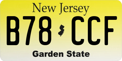 NJ license plate B78CCF