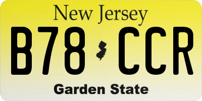 NJ license plate B78CCR