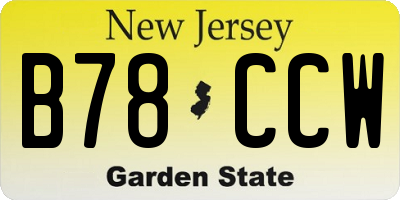 NJ license plate B78CCW