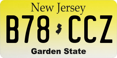 NJ license plate B78CCZ