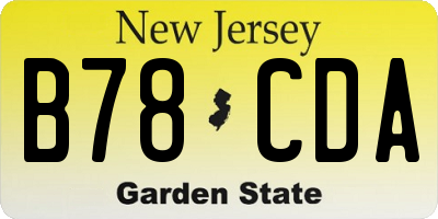NJ license plate B78CDA