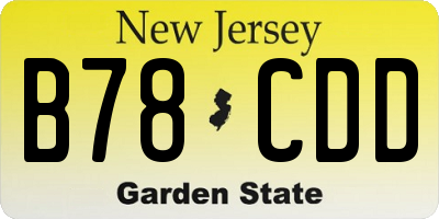 NJ license plate B78CDD