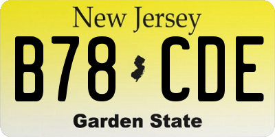 NJ license plate B78CDE