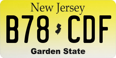 NJ license plate B78CDF