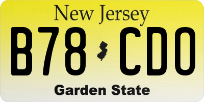 NJ license plate B78CDO