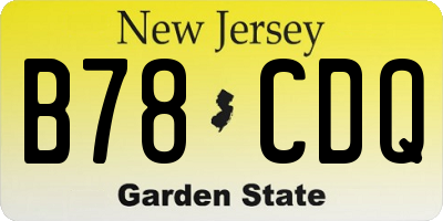 NJ license plate B78CDQ