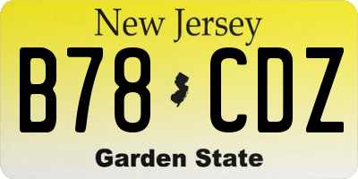 NJ license plate B78CDZ