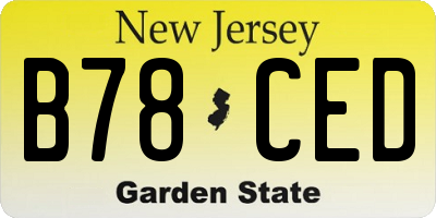 NJ license plate B78CED