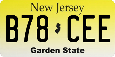 NJ license plate B78CEE