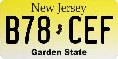 NJ license plate B78CEF