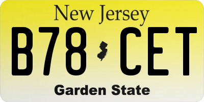 NJ license plate B78CET