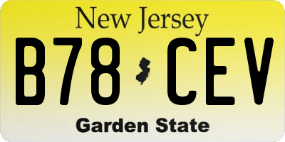 NJ license plate B78CEV