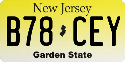 NJ license plate B78CEY