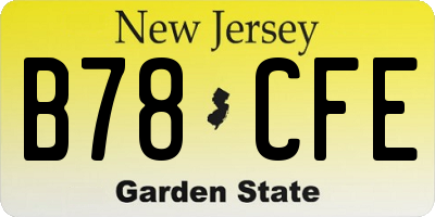 NJ license plate B78CFE