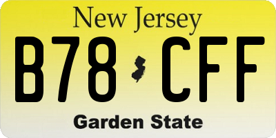 NJ license plate B78CFF