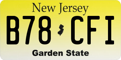 NJ license plate B78CFI