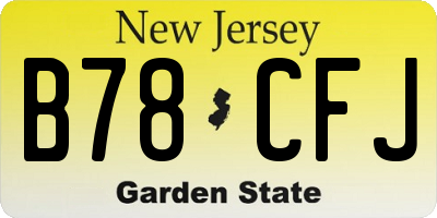 NJ license plate B78CFJ