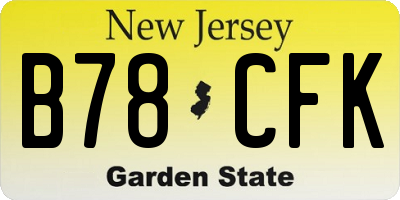 NJ license plate B78CFK