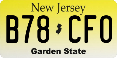 NJ license plate B78CFO