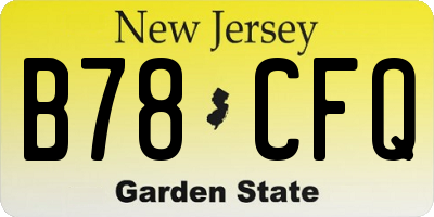 NJ license plate B78CFQ