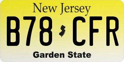 NJ license plate B78CFR