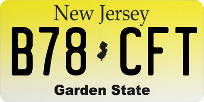 NJ license plate B78CFT