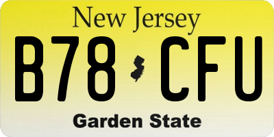NJ license plate B78CFU