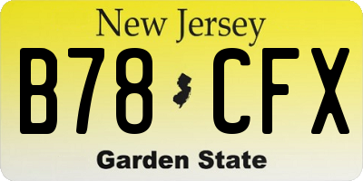 NJ license plate B78CFX