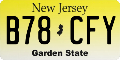 NJ license plate B78CFY