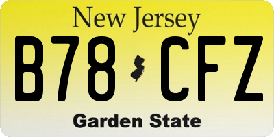 NJ license plate B78CFZ