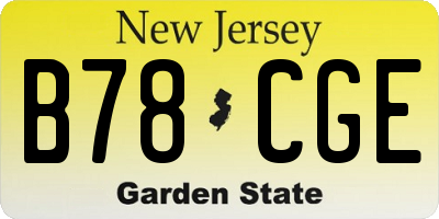 NJ license plate B78CGE
