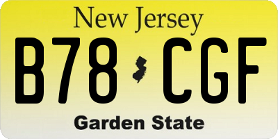 NJ license plate B78CGF