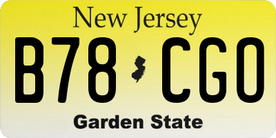 NJ license plate B78CGO