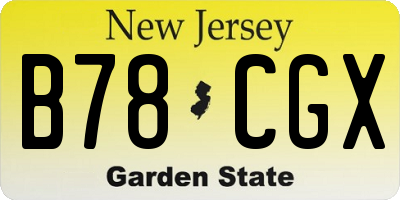 NJ license plate B78CGX