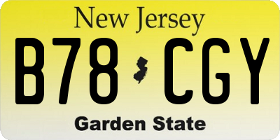 NJ license plate B78CGY