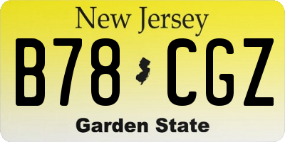 NJ license plate B78CGZ