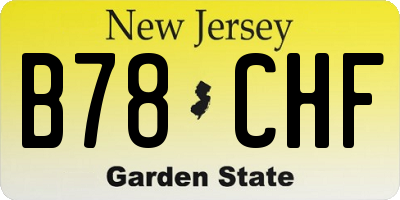 NJ license plate B78CHF