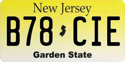NJ license plate B78CIE