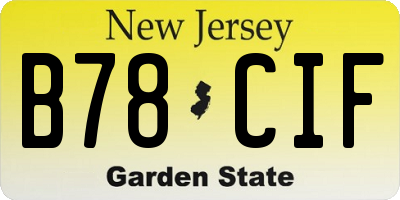 NJ license plate B78CIF