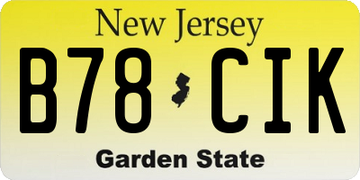 NJ license plate B78CIK