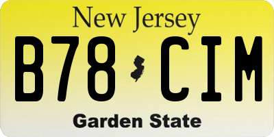 NJ license plate B78CIM